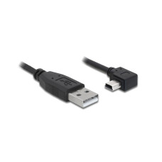 Delock USB 2.0-Kabel USB A - Mini-USB B 5 m, Schwarz, 90°gewinkelt