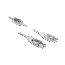 Delock USB 2.0-Kabel USB A - USB B 2 m, Transparent, mit Ferritkern