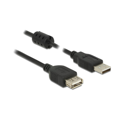 Delock USB 2.0-Verlängerungskabel USB A - USB A 1 m, mit Ferritkern