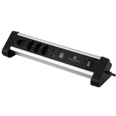 Schönenberger Tischsteckdosenleiste Alu-Office-Line 4 × T13 USB-C/A