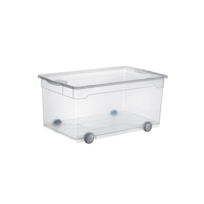 Rotho Aufbewahrungsbox 63 l mit Rollen, Transparent