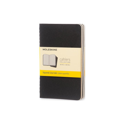 Moleskine Notizbuch A6 Kariert, Schwarz, 3-teilig