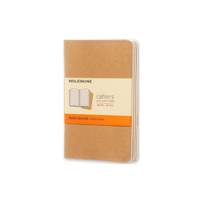 Moleskine Notizbuch A6 Liniert, Hellbraun, 3-teilig