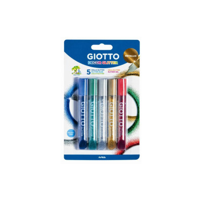 Giotto Glitzerstifte Glitterglue Metallix Mehrfarbig, 5 Stück