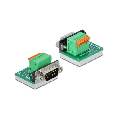 Delock Adapter Terminalblock RS232 DB9 Stecker vertikal