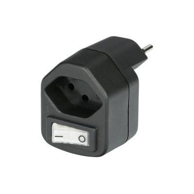 Max Hauri Abzweigstecker 1x T13 mit Schalter Schwarz
