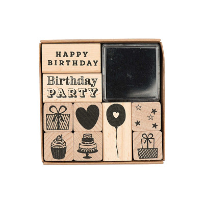 Rico Design Motivstempel-Set Happy Birthday Beige