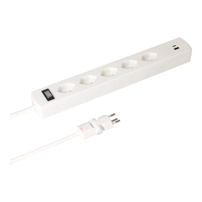 Max Hauri Steckdosenleiste SafetyLine 5x T13 mit USB A C, weiss Max Hauri Steckdosenleiste SafetyLine 5x T13 mit USB A C, weiss