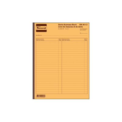 Favorit Durchschreibeblock 220 x 297 mm Devis-Ausmassbuch, kariert Favorit Durchschreibeblock 220 x 297 mm Devis-Ausmassbuch, kariert