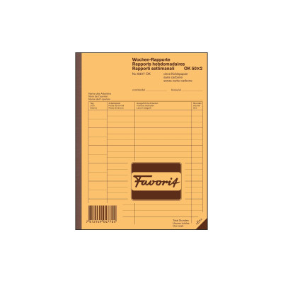 Favorit Durchschreibeblock 156 x 210 mm, Wochen-Rapporte