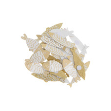 Rico Design Motivsticker Fische 24 Stück Gold/Weiss