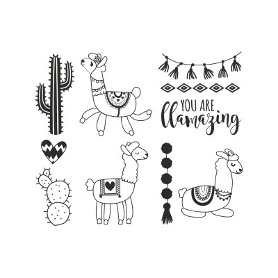 Heyda Motivstempel-Set Lama 10 Stück, 12 x 10 x 3 cm