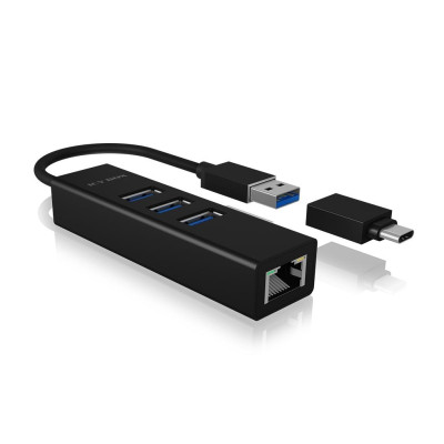 ICY BOX USB-Hub IB-HUB1419-LAN USB 3.0 - 3x USB-A ICY BOX USB-Hub IB-HUB1419-LAN USB 3.0 - 3x USB-A