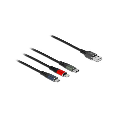 Delock USB-Ladekabel USB A - Lightning/Micro-USB B/USB C 0.3 m Delock USB-Ladekabel USB A - Lightning/Micro-USB B/USB C 0.3 m