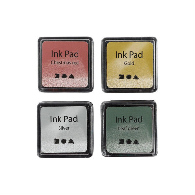 Creativ Company Stempelkissen Ink Pad Gold, Grün, Rot, Silber