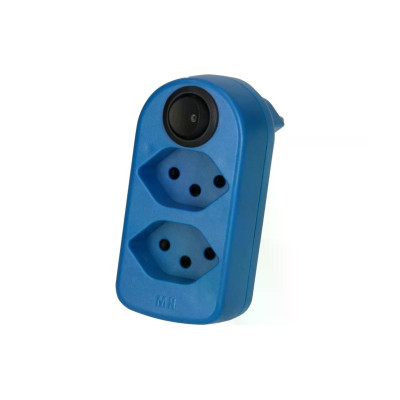 Max Hauri Mehrfachstecker maxAdapt BS, 2 x T13, mit Schalter, Blau