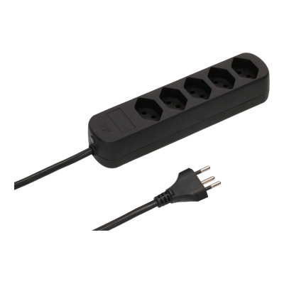 Max Hauri Steckdosenleiste Basic-Line, 5x T13, 5 m, Schwarz