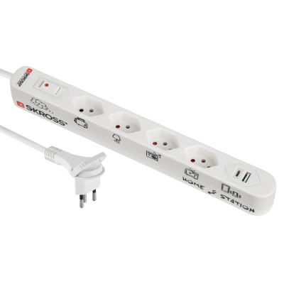 Schönenberger Steckdosenleiste Home Station 4xT13, USB-A/C mit Schalter