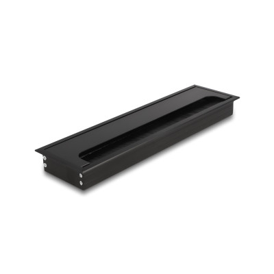 Delock Einbaurahmen für Tisch mit Bürste 300x80x28mm, Schwarz