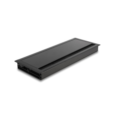 Delock Einbaurahmen für Tisch mit Bürste 300x120x28mm, Schwarz