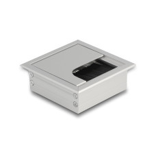 Delock Einbaurahmen für Tisch mit Bürste 80x80x28mm, Silber Delock Einbaurahmen für Tisch mit Bürste 80x80x28mm, Silber