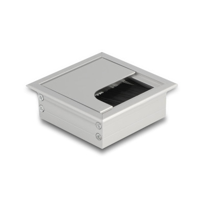 Delock Einbaurahmen für Tisch mit Bürste 80x80x28mm, Silber
