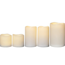 Star Trading LED-Kerzen Set Pillar Paul 5er Pack, Ø 10 cm x 150 mm, Gelb