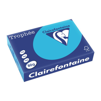 Fischer Papier Kopierpapier Trophée A4, 80 g/m², Wasserblau, 500 Blatt Fischer Papier Kopierpapier Trophée A4, 80 g/m², Wasserblau, 500 Blatt