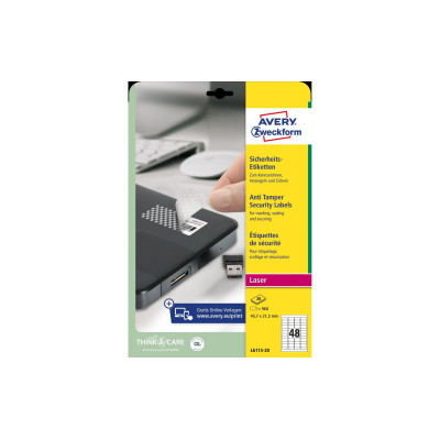 Avery Zweckform Sicherheits-Etiketten L6113-20 45.7 x 21.2 mm Avery Zweckform Sicherheits-Etiketten L6113-20 45.7 x 21.2 mm
