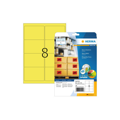 HERMA Universal-Etiketten 9.91 x 6.77 cm, 160 Etiketten, Neon-Gelb