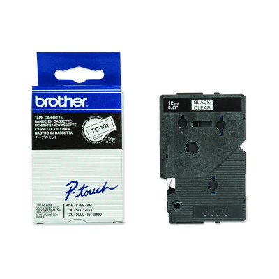 Brother Beschriftungsband TC-101 Schwarz auf Transparent