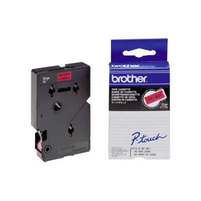 Brother Beschriftungsband TC-401 Schwarz auf Rot