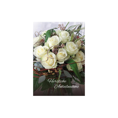 Natur Verlag Trauerkarte Bouquet weisse Rosen 17.5 x 12.2 cm