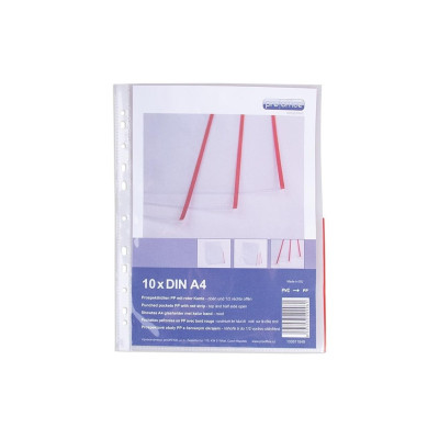 ProOffice Zeigetasche A4, Rot/Transparent, 10 Stück ProOffice Zeigetasche A4, Rot/Transparent, 10 Stück