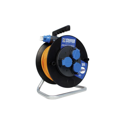 STEFFEN Kabelrolle Professional 30 m 3x T13, IP55, Schwarz