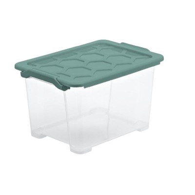 Rotho Aufbewahrungsbox Evo Safe 15 l, Grün/Transparent