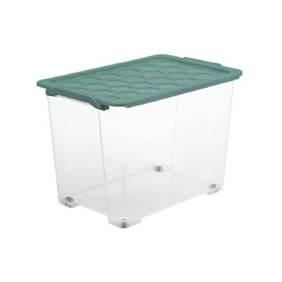 Rotho Aufbewahrungsbox Evo Safe 65 l, Grün/Transparent