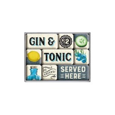 Nostalgic Art Magnet-Set Gin & Tonic 9 Stück, Mehrfarbig