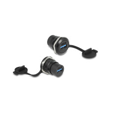 Delock USB 3.2 Gen 1 Typ-A Einbaubuchse mit Staubschutzkappe