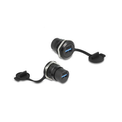 Delock USB 3.2 Gen 1 Typ-A Einbaubuchse mit Staubschutzkappe