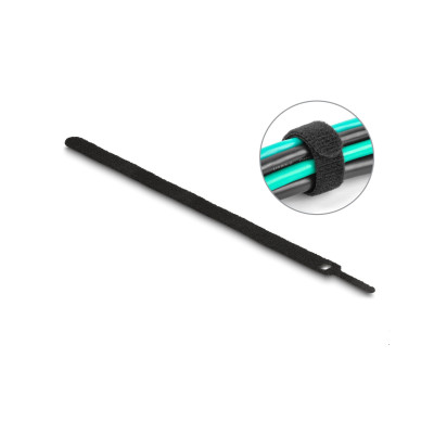 Delock Klettkabelbinder Schwarz 250 mm x 12 mm, 10 Stück