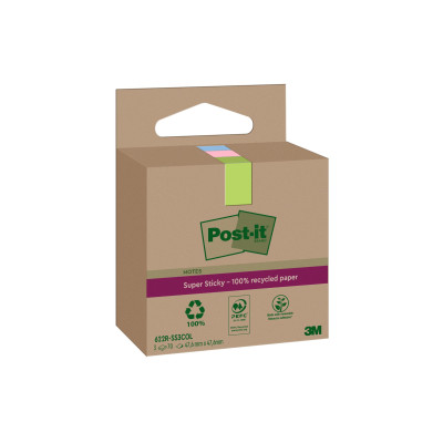 Post-it Notizzettel Super Sticky Recycling 70 Blatt, Mehrfarbig Post-it Notizzettel Super Sticky Recycling 70 Blatt, Mehrfarbig