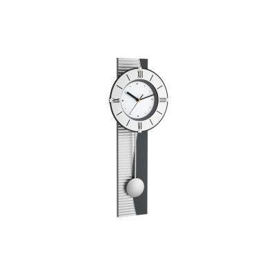 TFA Dostmann Wanduhr XXL mit Pendel, Silber