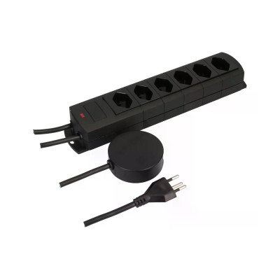 Max Hauri Steckdosenleiste Prime Line 6x T13 mit ext. Schalter Schwarz