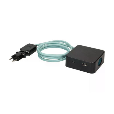 maxTex Steckdosenleiste Cube 3x T13, USB A/C, Schwarz/Türkis maxTex Steckdosenleiste Cube 3x T13, USB A/C, Schwarz/Türkis