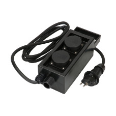 Max Hauri Gartensteckdose 2x T13 IP55 mit Spiess, Schwarz