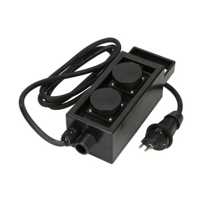 Max Hauri Gartensteckdose 2x T13 IP55 mit Spiess, Schwarz