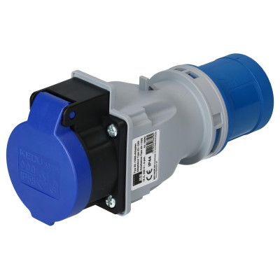 maxCAMP Adapterstecker CEE16/3 - T23, Blau/Grau