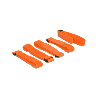 Delock Klettkabelbinder mit Schlaufe Orange 300 mm x 20 mm, 5 Stück