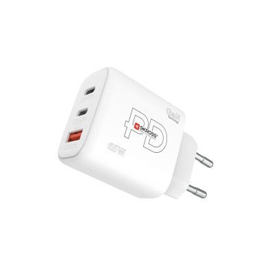 SKROSS USB-Wandladegerät GaN EU, 2x USB-C, 1x USB-A, 65 W, Weiss